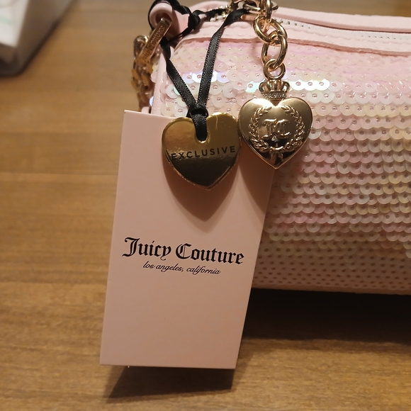 JUICY COUTURE | NWT | Pink Sequin Shoulder Bag with pouch and charm - Picture 4 of 16
